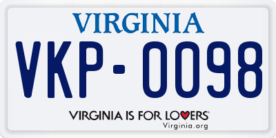 VA license plate VKP0098
