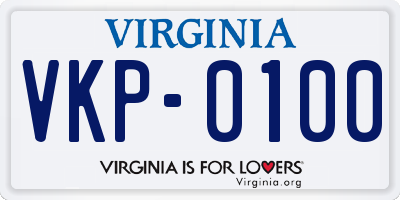 VA license plate VKP0100