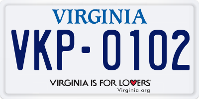 VA license plate VKP0102