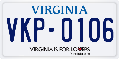 VA license plate VKP0106