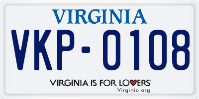 VA license plate VKP0108