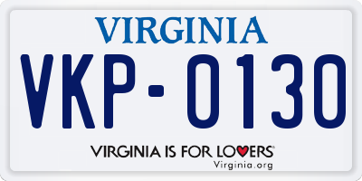 VA license plate VKP0130
