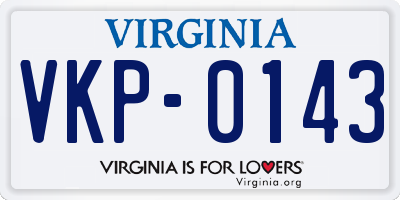 VA license plate VKP0143