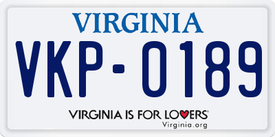 VA license plate VKP0189
