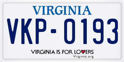 VA license plate VKP0193