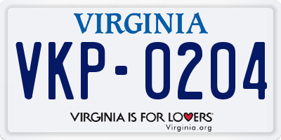 VA license plate VKP0204