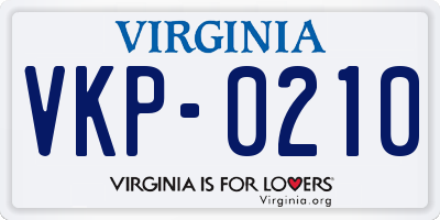 VA license plate VKP0210