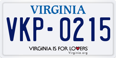 VA license plate VKP0215