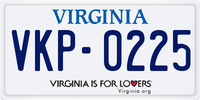 VA license plate VKP0225