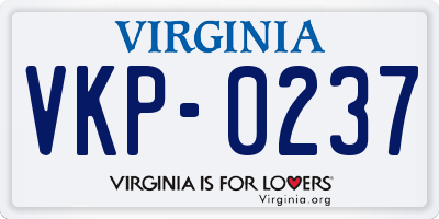 VA license plate VKP0237