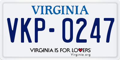 VA license plate VKP0247
