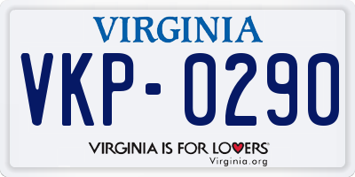 VA license plate VKP0290
