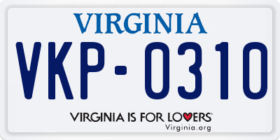 VA license plate VKP0310