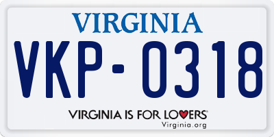 VA license plate VKP0318