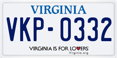 VA license plate VKP0332