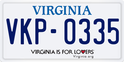 VA license plate VKP0335