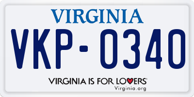 VA license plate VKP0340