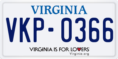 VA license plate VKP0366