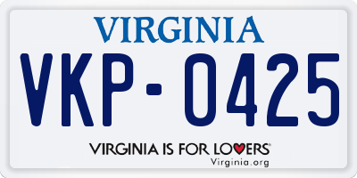 VA license plate VKP0425