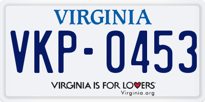 VA license plate VKP0453