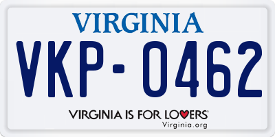 VA license plate VKP0462