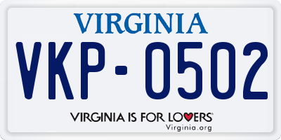 VA license plate VKP0502