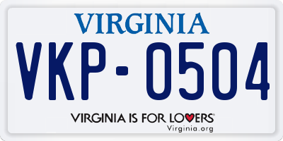 VA license plate VKP0504