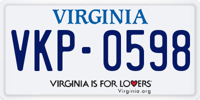 VA license plate VKP0598