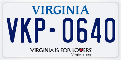 VA license plate VKP0640