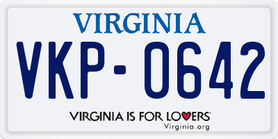 VA license plate VKP0642