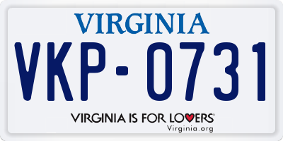 VA license plate VKP0731