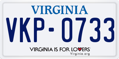 VA license plate VKP0733