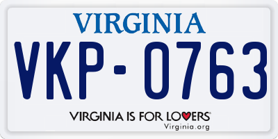 VA license plate VKP0763