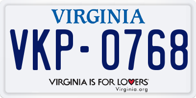 VA license plate VKP0768