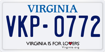 VA license plate VKP0772