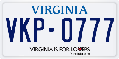 VA license plate VKP0777