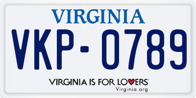 VA license plate VKP0789