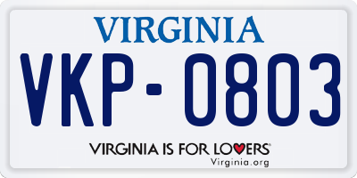 VA license plate VKP0803
