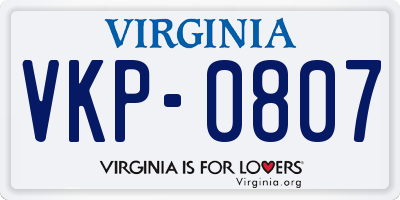 VA license plate VKP0807