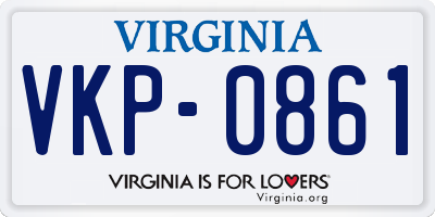 VA license plate VKP0861
