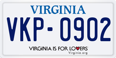 VA license plate VKP0902