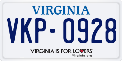 VA license plate VKP0928