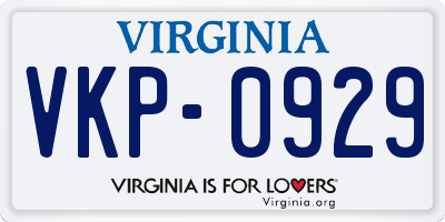 VA license plate VKP0929