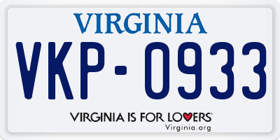 VA license plate VKP0933