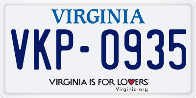 VA license plate VKP0935