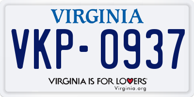 VA license plate VKP0937