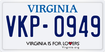 VA license plate VKP0949