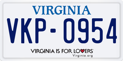 VA license plate VKP0954