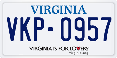 VA license plate VKP0957