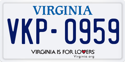 VA license plate VKP0959